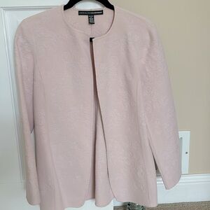 Wool blazer in a light pink with embroidered detail. Size 2P also fits 4P